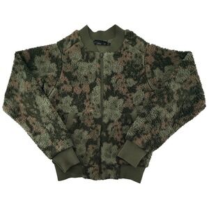 Prana Sherpa Fleece Jacket Womens XS Camo Bomber Zip Front Outdoor Cozy